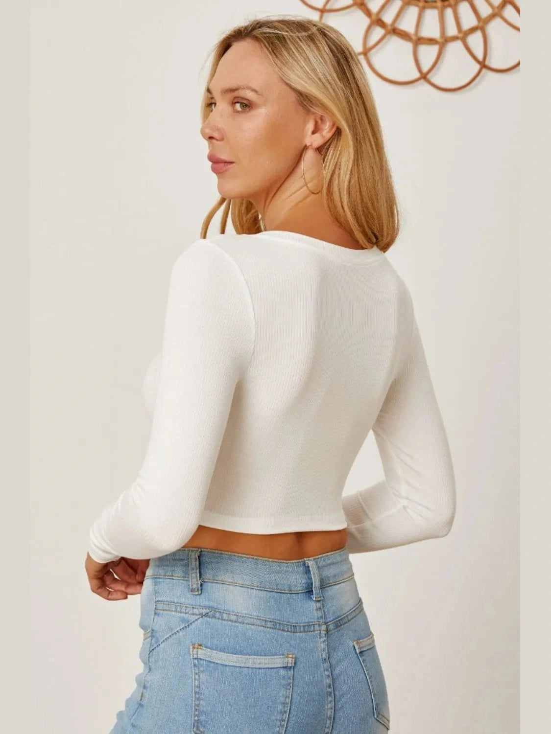 Round Neck Long Sleeve Cropped T-Shirt NicholesGifts