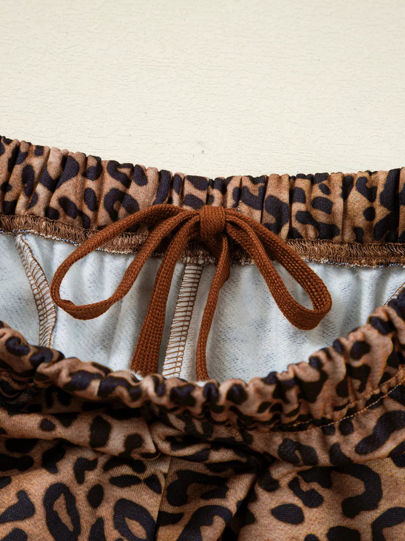 Leopard Print Contrast Trim Long Sleeve Top and Pants Set nicholesgifts