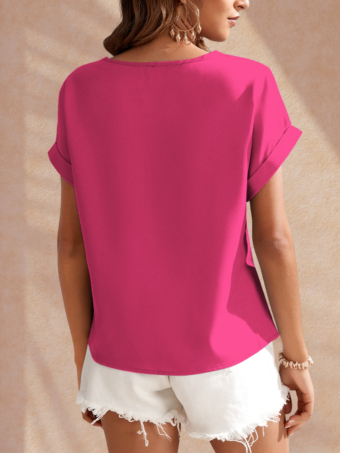 Round Neck Short Sleeve Blouse nicholesgifts