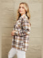 Plaid Button Front Shirt Jacket with Breast Pockets nicholesgifts