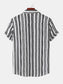 Men's Plus Size Striped Short Sleeve Button-Down Shirt nicholesgifts