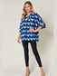 Women Double Take Full Size Geometric Notched Half Sleeve Blouse nicholesgifts