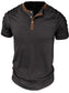 Men's Full Size Casual Henley Short Sleeve Top with Contrast Collar Plus Size nicholesgifts