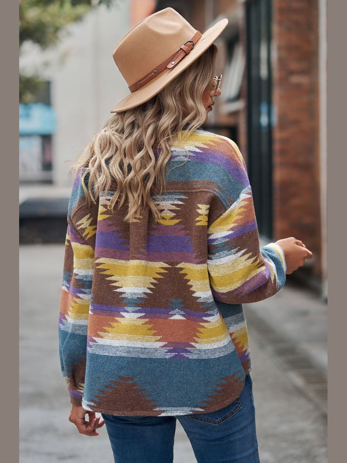 Printed Collared Neck Jacket nicholesgifts
