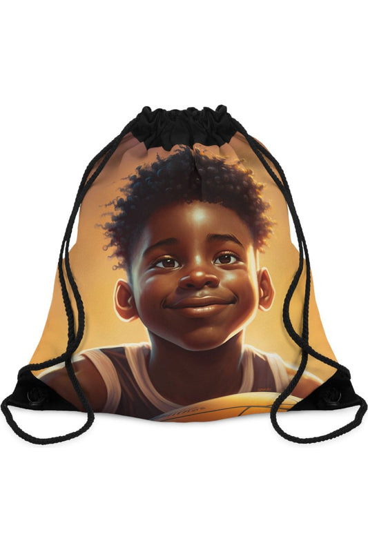 African American Boy with Basketball Drawstring Bag - NicholesGifts.online