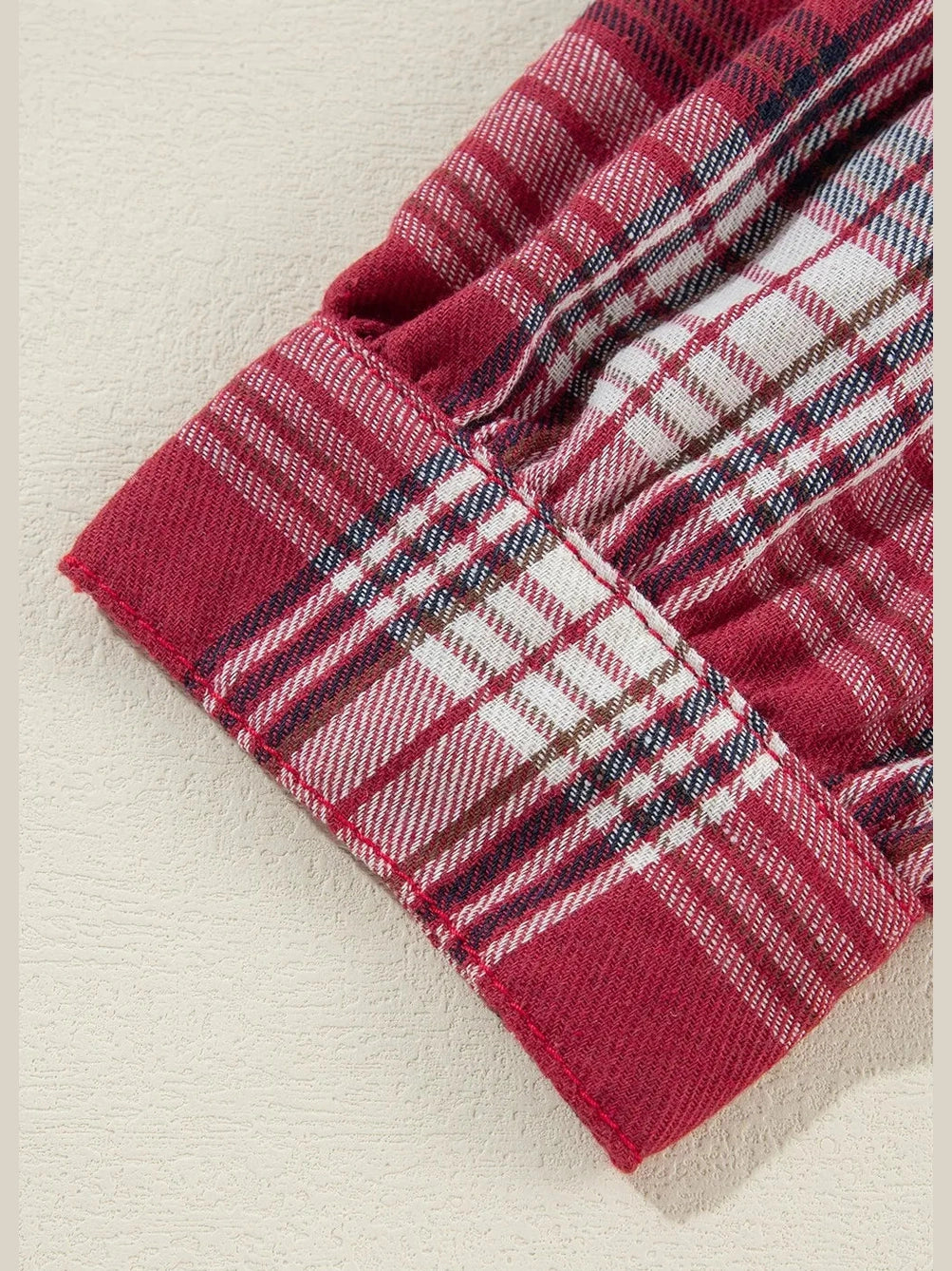 Raw Hem Drawstring Plaid Denim Jacket nicholesgifts