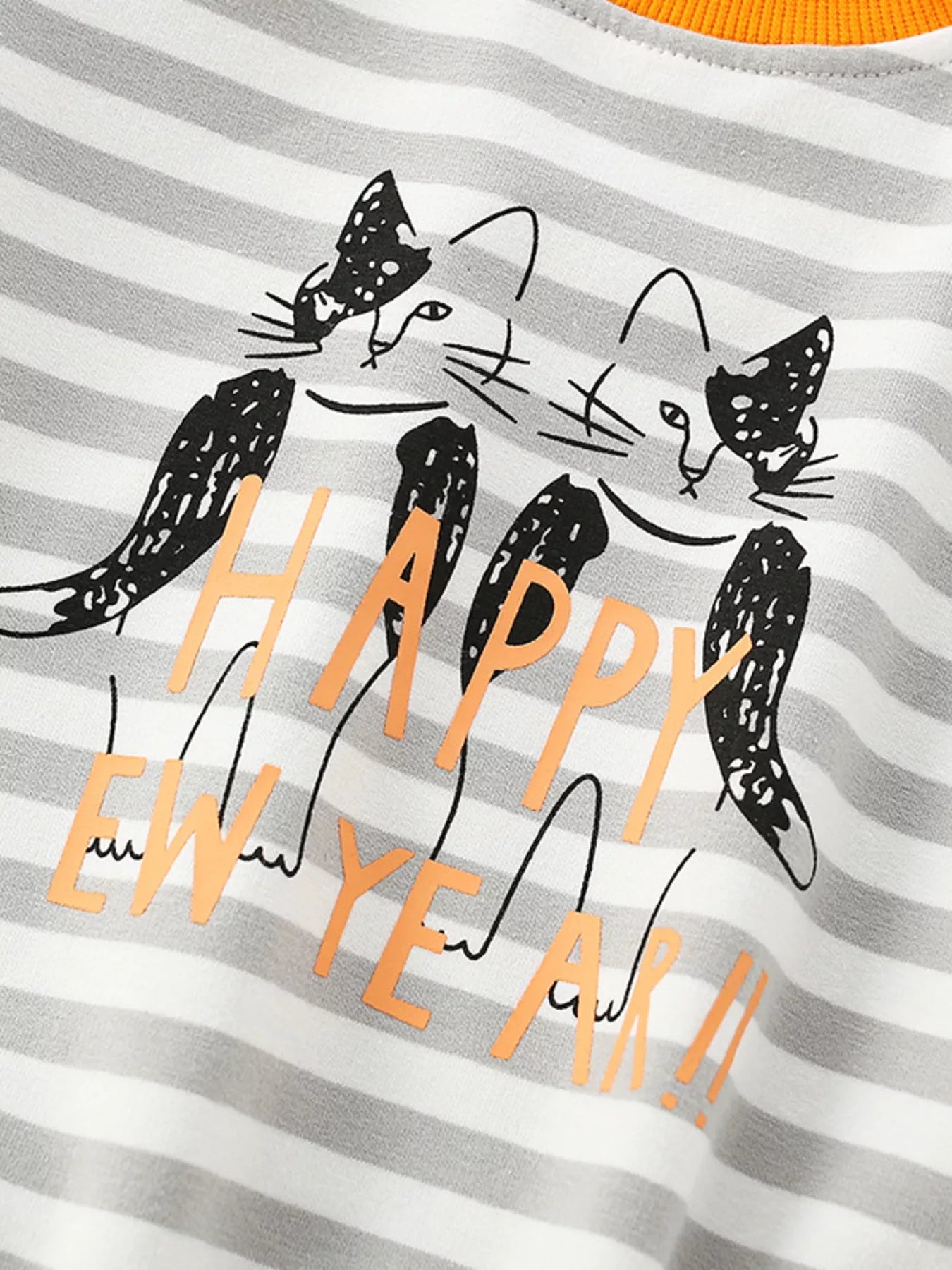 Children's Striped Cat Crew Neck Sweatshirt Trendsi