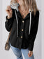 Drawstring Button Up Long Sleeve Hooded Jacket nicholesgifts