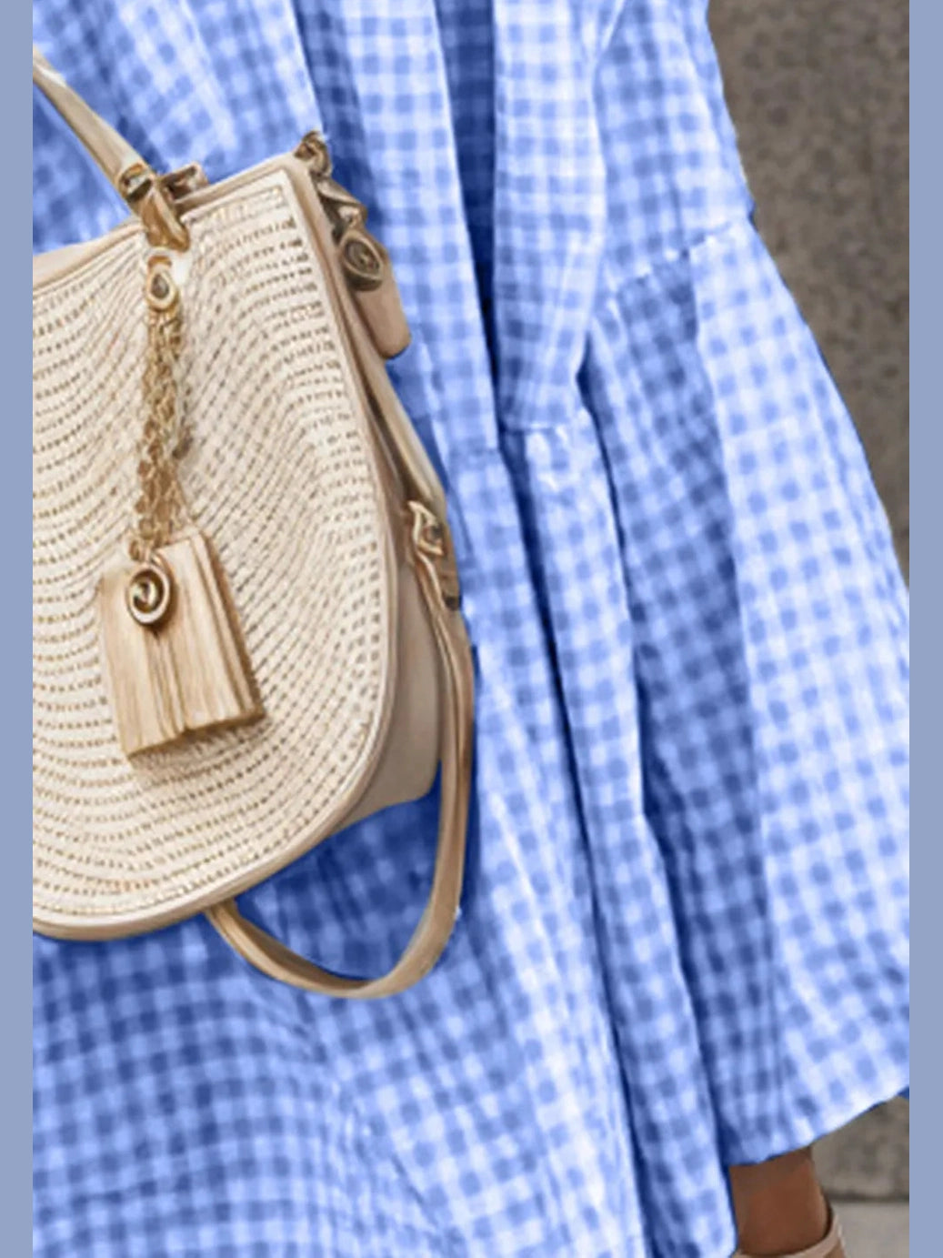 Full Size Smocked Ruffled Plaid Ruffle Hem Dress Trendsi