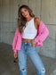 Ribbed Collared Neck Button Up Jacket nicholesgifts