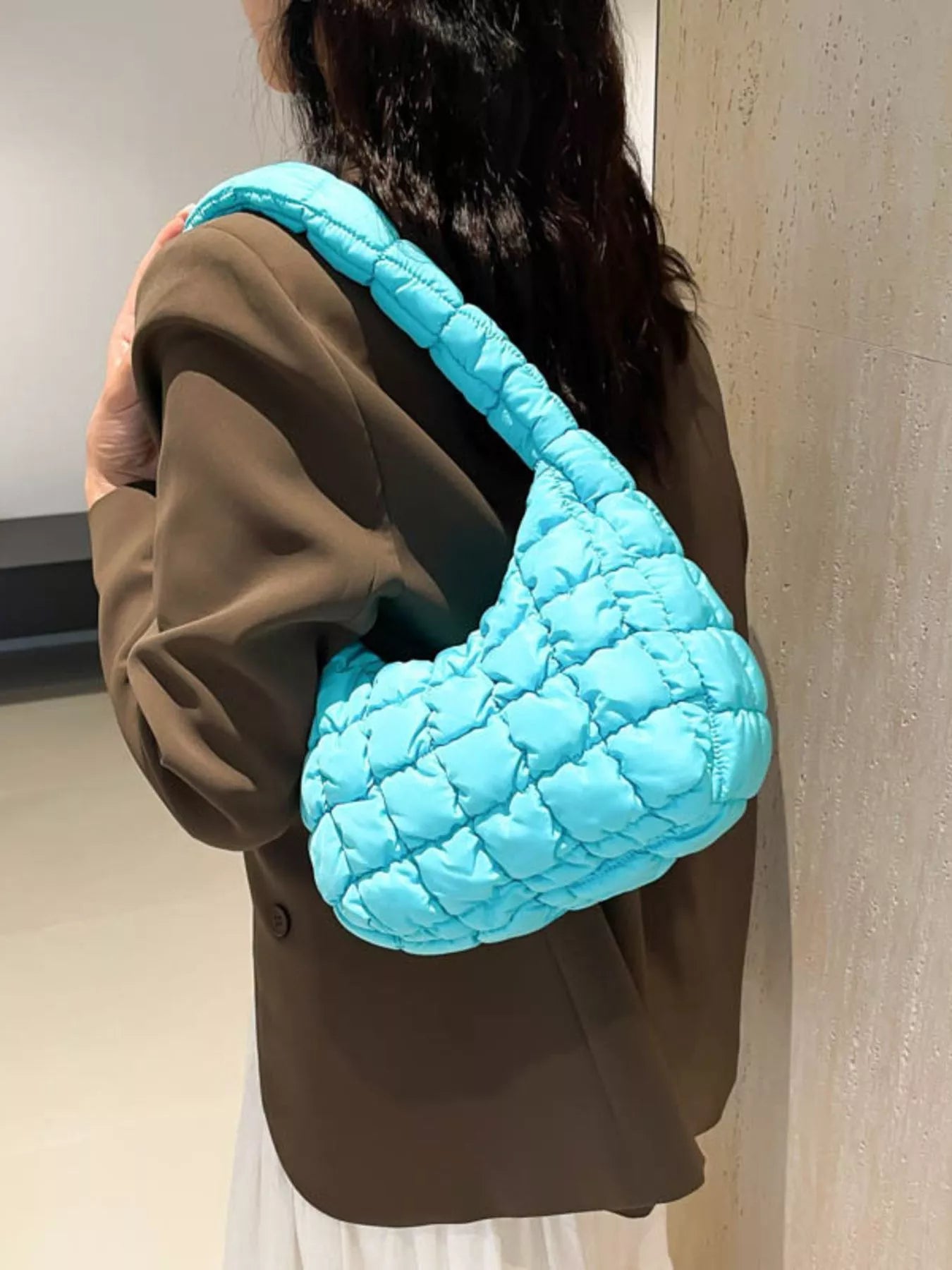 Quilted Ruched Shoulder Bag nicholesgifts