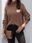 Turtleneck Dropped Shoulder Pullover Sweater nicholesgifts