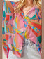 Printed Dolman Sleeve Collared Shirt nicholesgifts