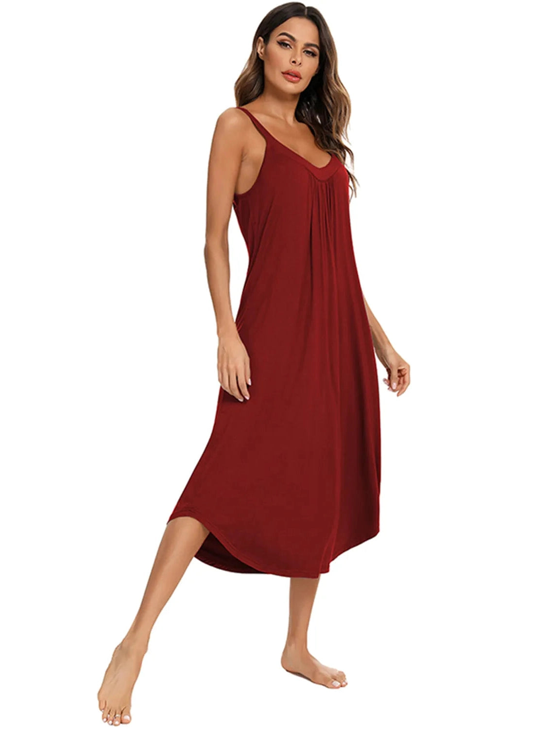V-Neck Midi Lounge Dress nicholesgifts
