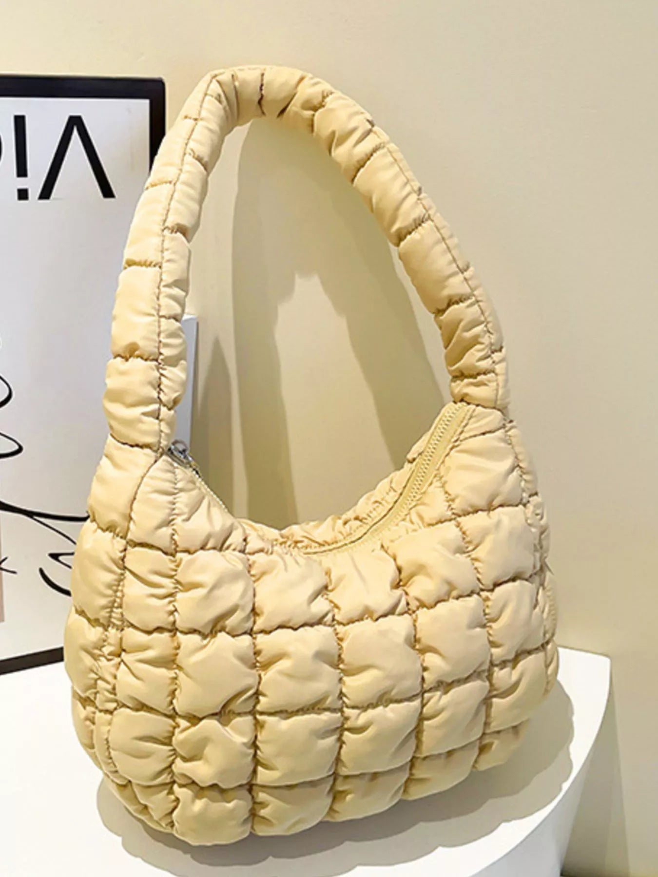 Quilted Ruched Shoulder Bag nicholesgifts