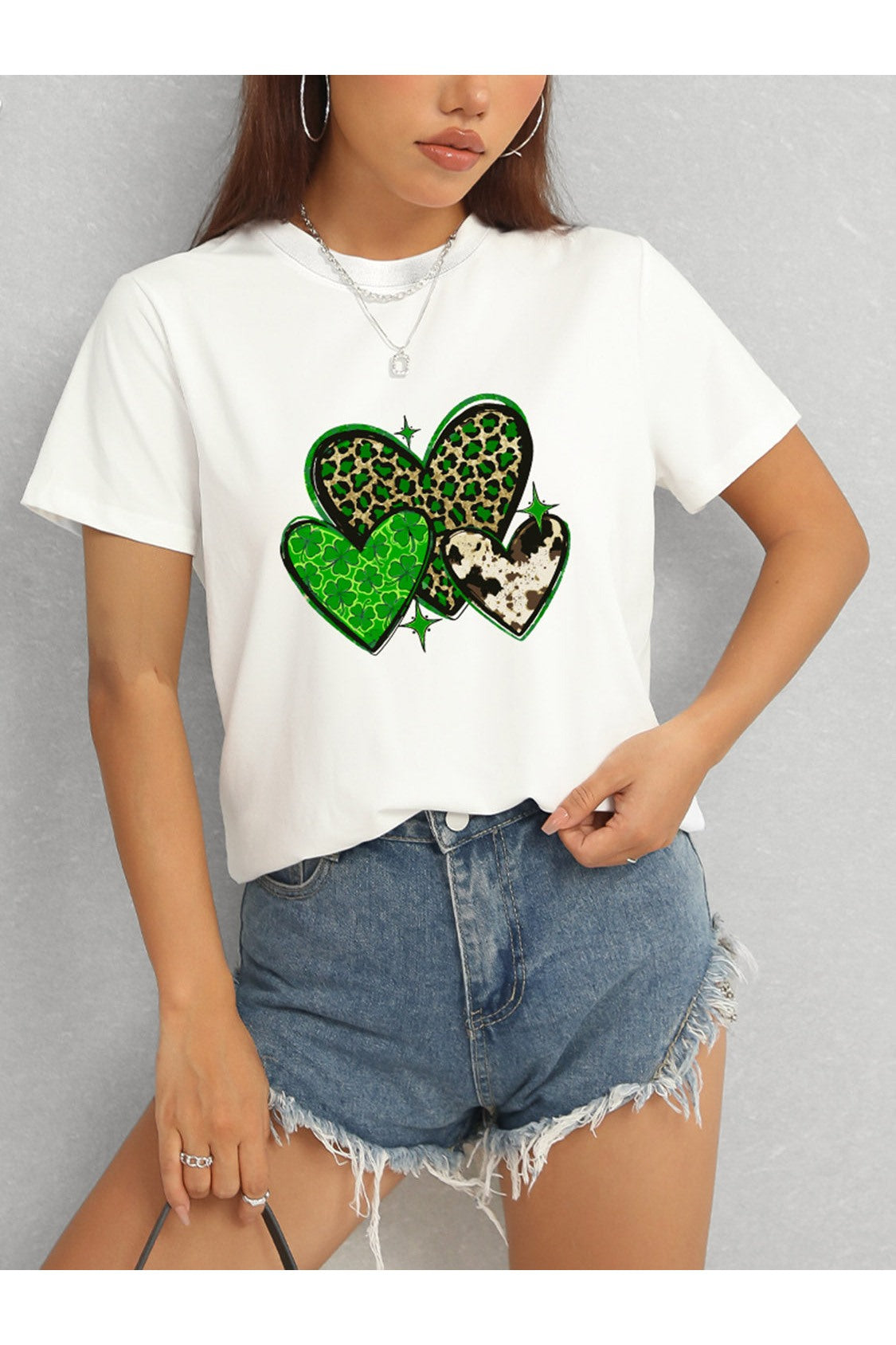 Heart Round Neck Short Sleeve T-Shirt NicholesGifts