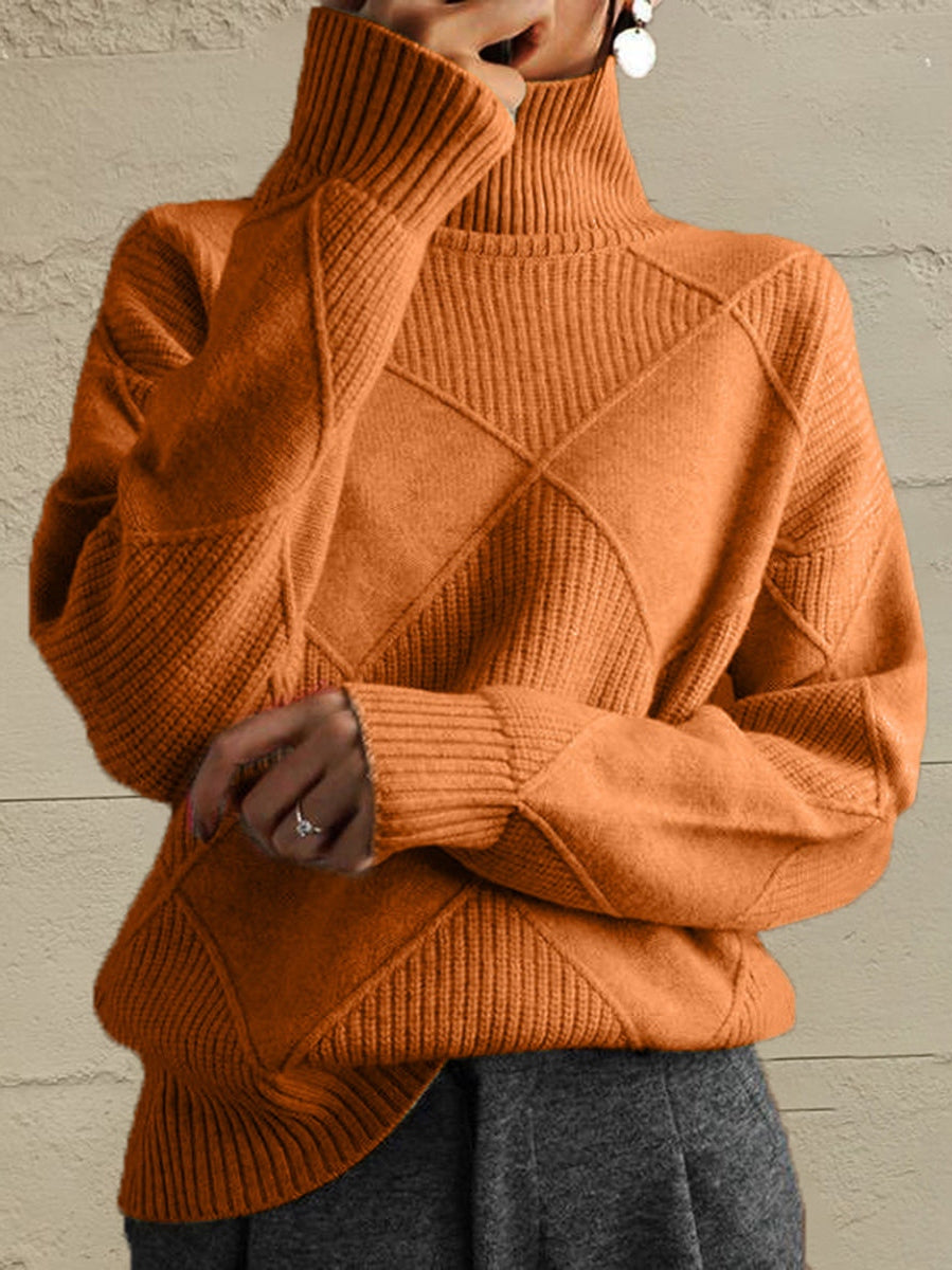 Geometric Turtleneck Long Sleeve Sweater nicholesgifts