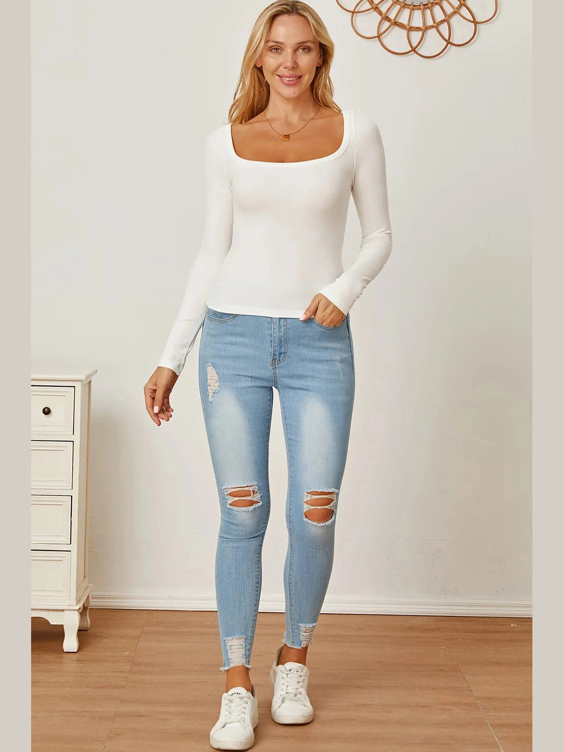 Square Neck Long Sleeve T-Shirt NicholesGifts