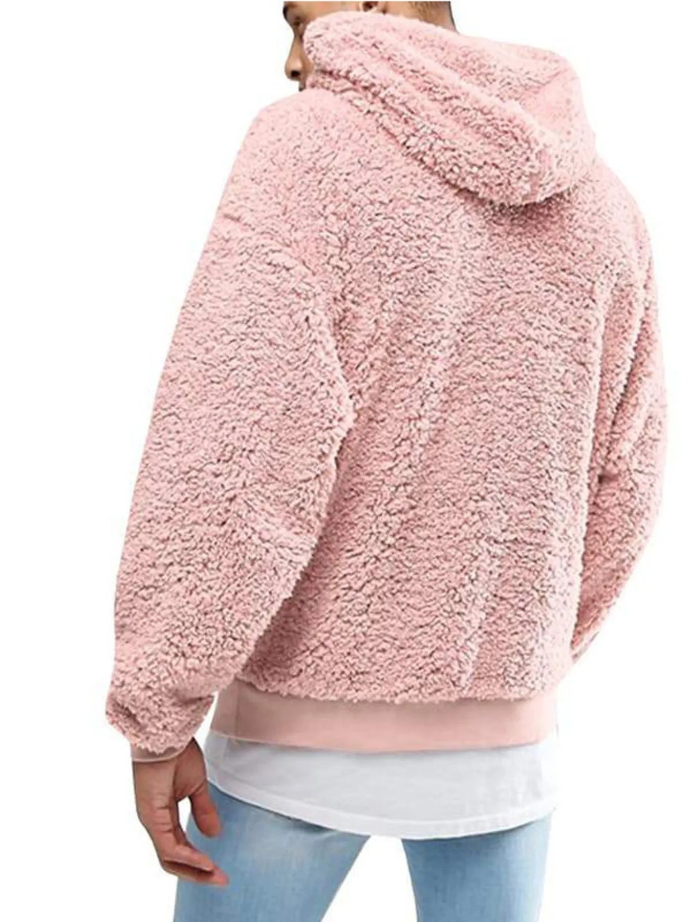 Men's Full Size Drawstring Sherpa Fleece Long Sleeve Hoodie Plus Size NicholesGifts