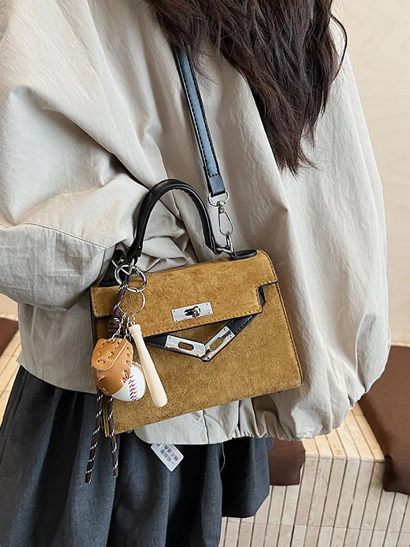 Crossbody Bag with Baseball Charm nicholesgifts