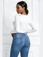 Half Zip Scoop Neck Long Sleeve Bodysuit nicholesgifts
