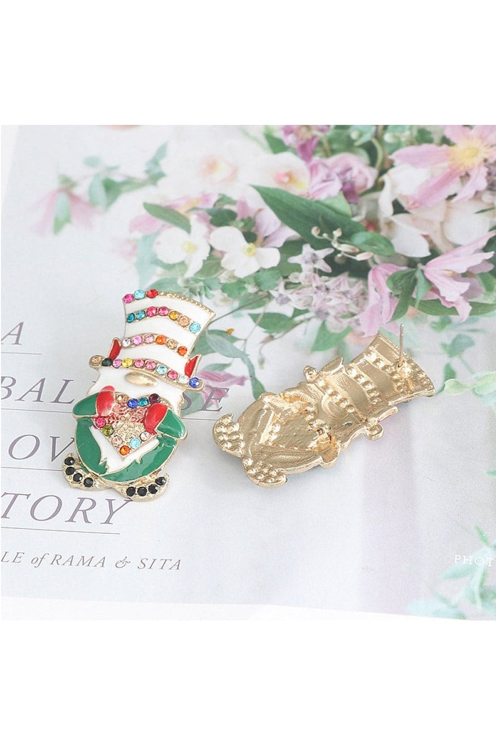 Rhinestone Alloy Santa Earrings nicholesgifts