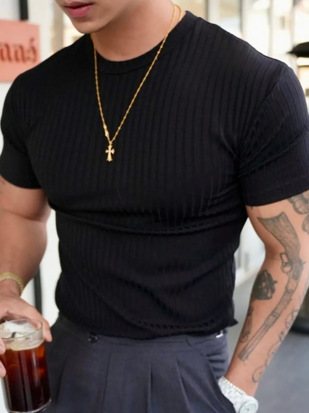 Men's Plus Size Round Neck Short Sleeve T-Shirt Trendsi