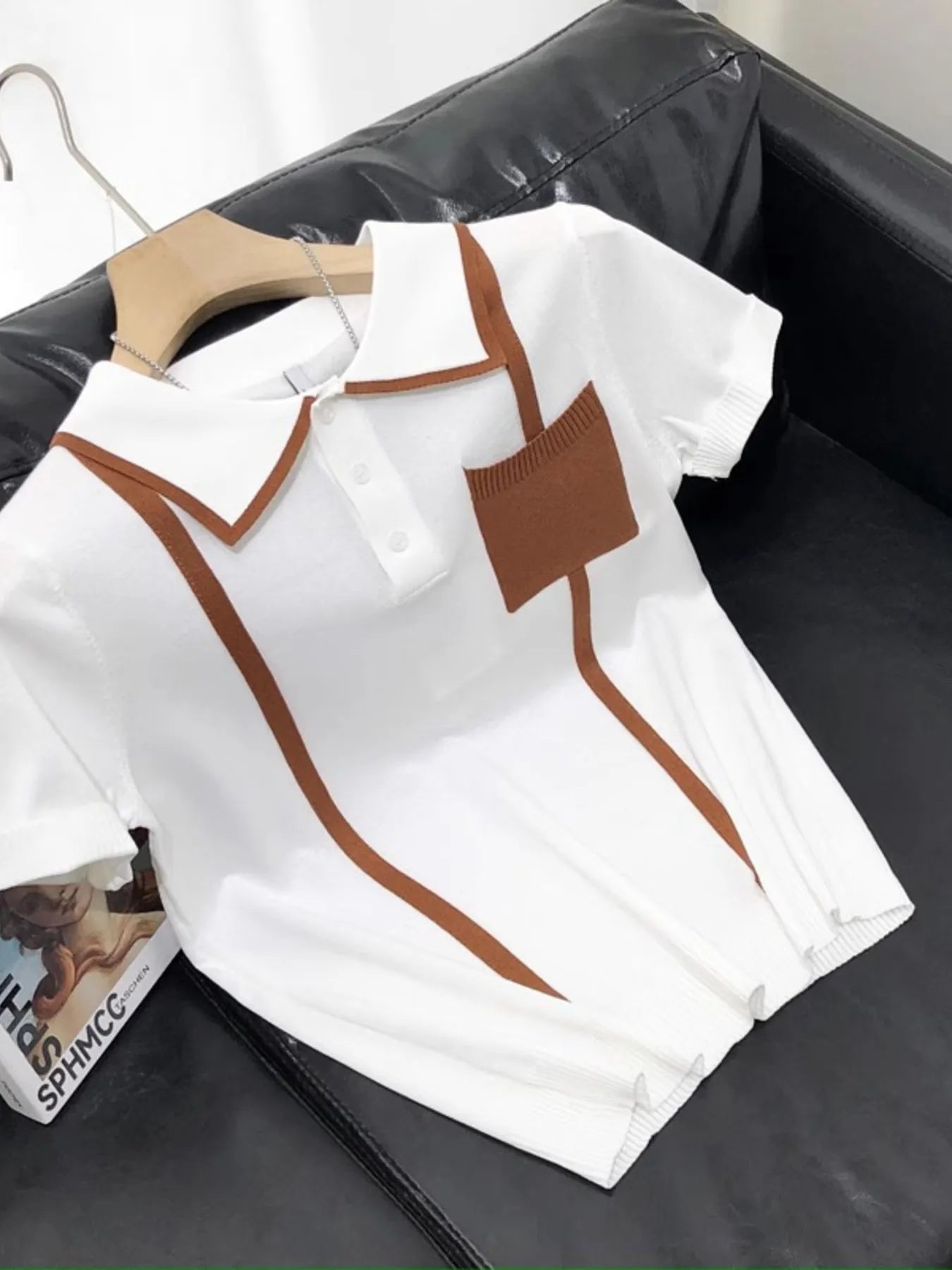 Men's Full Size Contrast Trim Knit Polo Shirt Plus Size
