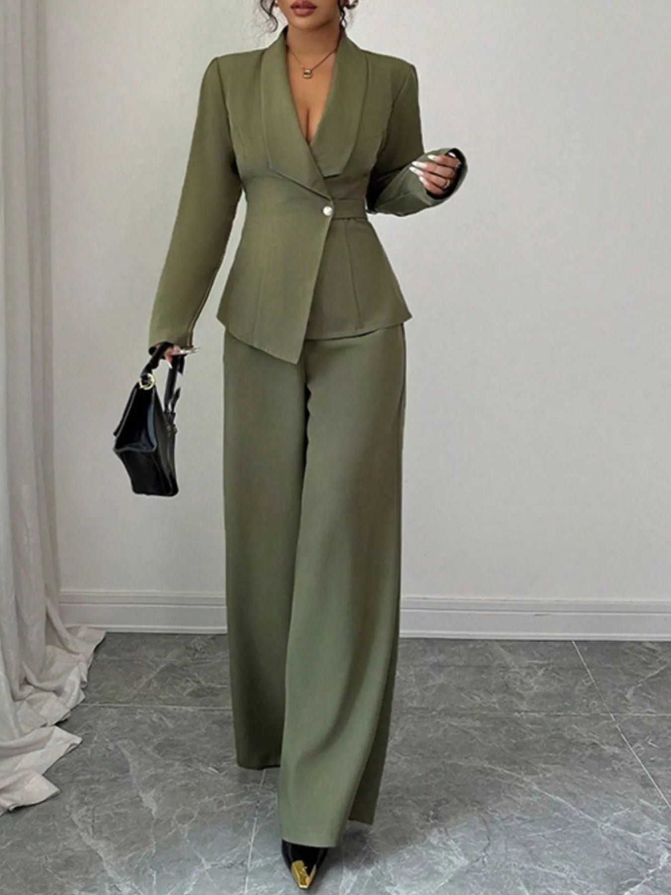 One Button Blazer and Pants Set nicholesgifts