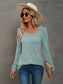 Heathered Square Neck Long Sleeve T-Shirt nicholesgifts