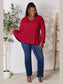 Double Take Half Button Long Sleeve Ruffle Hem Blouse nicholesgifts
