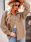 Textured Button Up Long Sleeve Shacket nicholesgifts