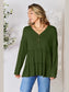 Double Take Half Button Long Sleeve Ruffle Hem Blouse nicholesgifts