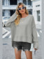 High-Low Slit Round Neck Long Sleeve Sweater nicholesgifts