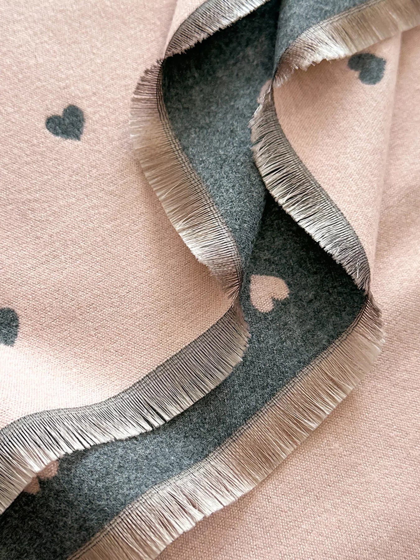 Women Heart Raw Hem Scarf For Valentine's Day Gift nicholesgifts