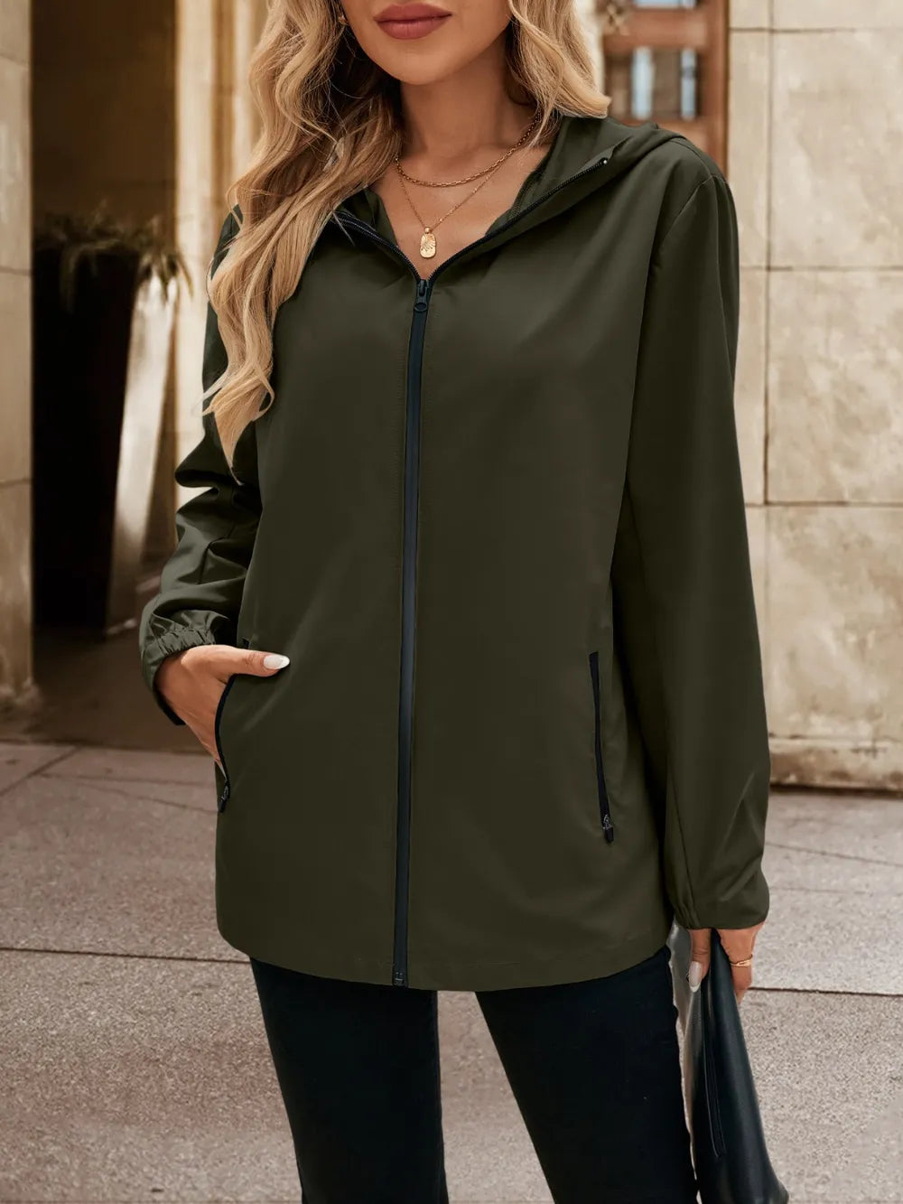Ivy Lane Pocketed Zip Up Hooded Jacket nicholesgifts