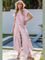 Striped Round Neck Short Sleeve Top and Pants Set nicholesgifts