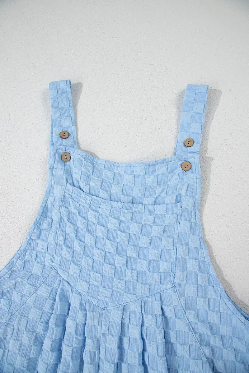 Checkered Pocketed Wide Leg Overalls Trendsi
