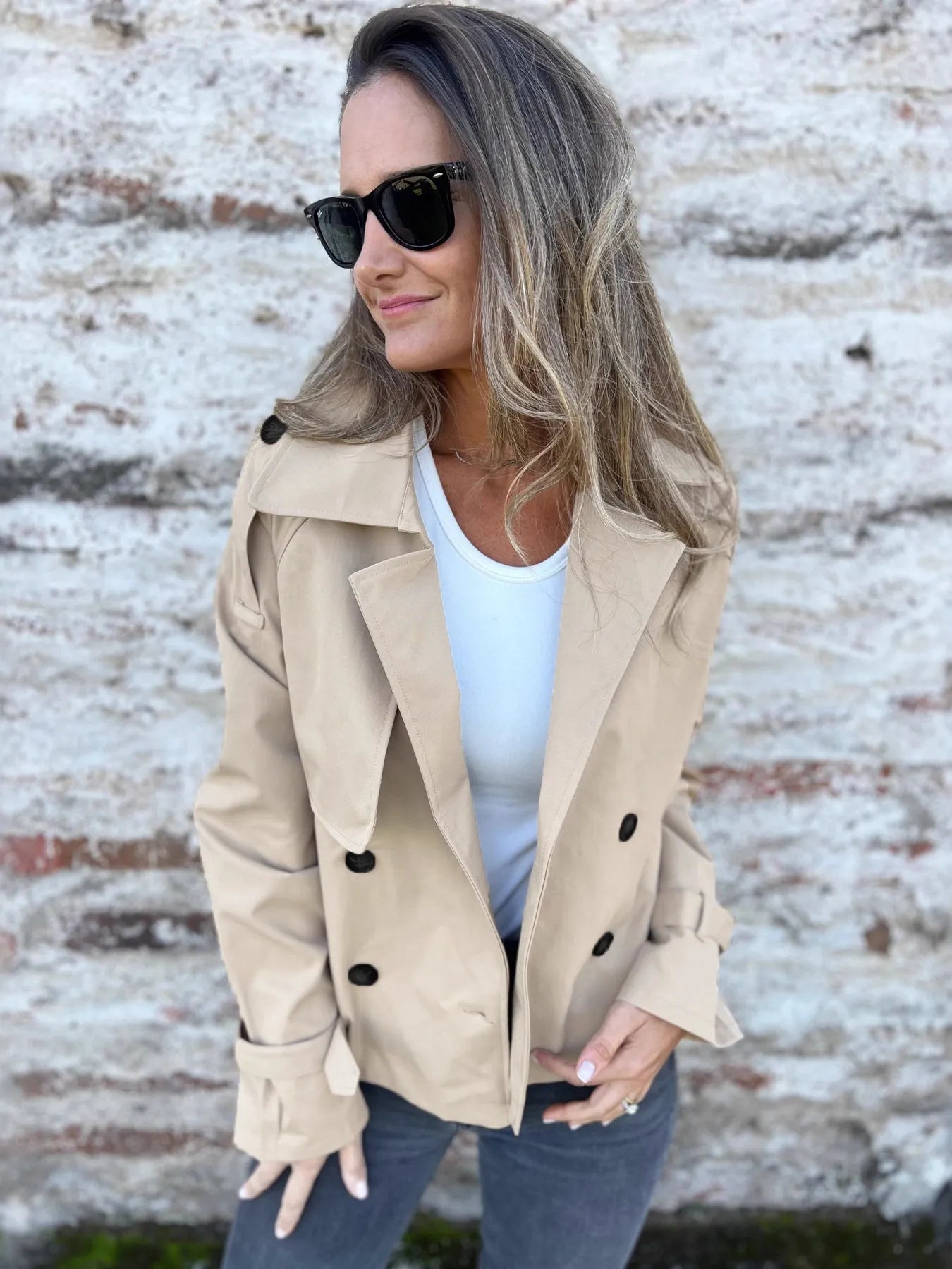 Full Size Long Sleeve Button Up Trench Coat Plus Size