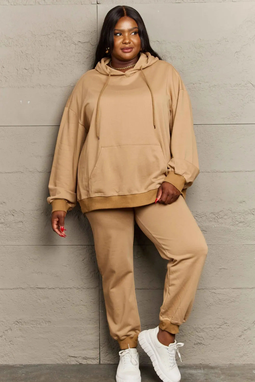 Full Size Drawstring Long Sleeve Hoodie Trendsi
