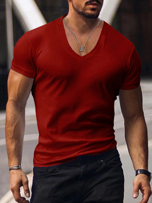 Men's Full Size Basic Style V-Neck Short Sleeve T-Shirt Plus Size NicholesGifts