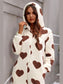 Fuzzy Heart Zip Up Hooded Lounge Jumpsuit nicholesgifts