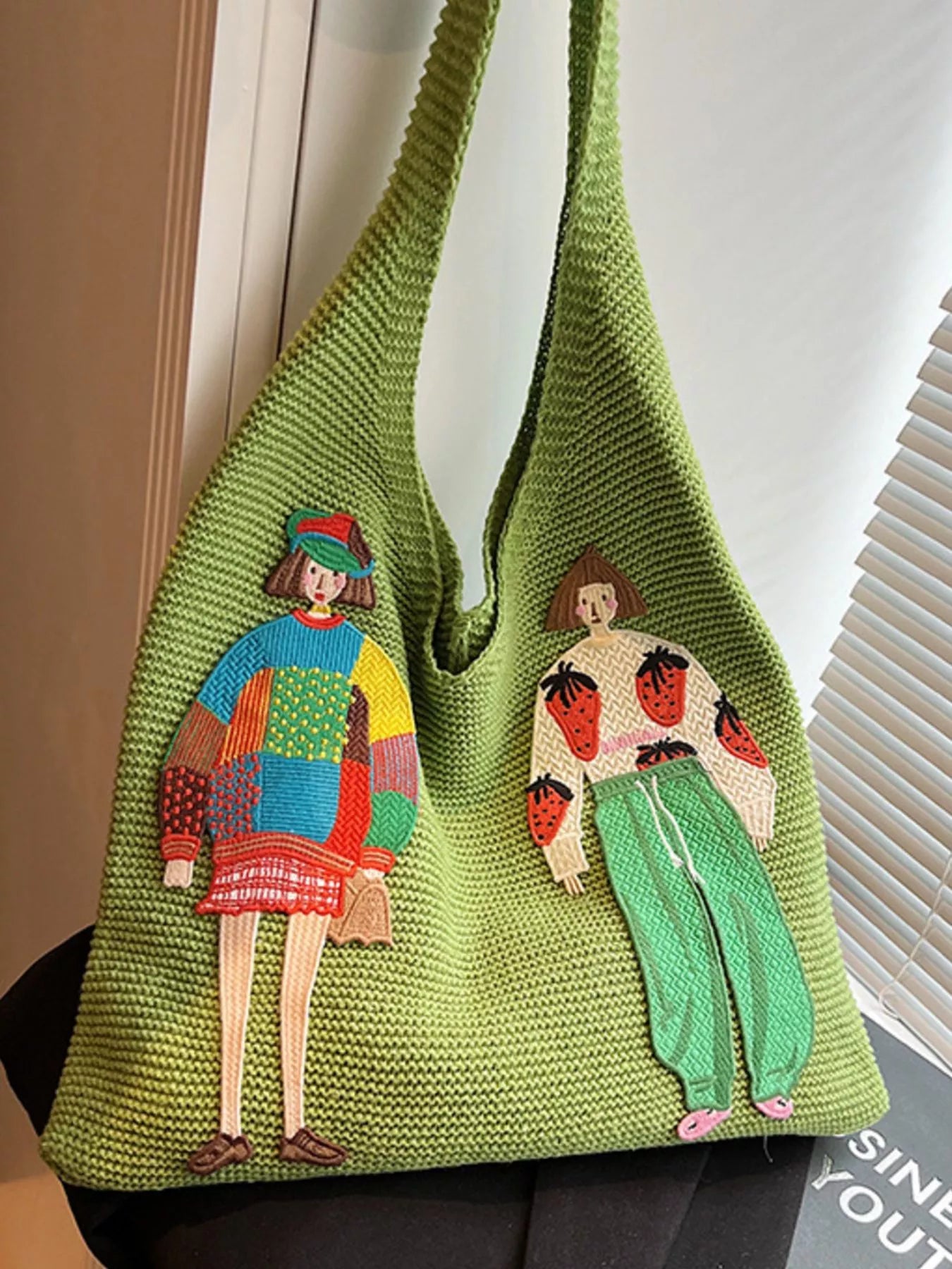 Knitted Embroidered Shoulder Bag nicholesgifts