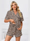 Full Size Leopard Short Sleeve Top and Shorts Lounge Set Plus Size nicholesgifts