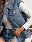 Collared Neck Sleeveless Denim Jacket nicholesgifts