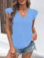 Women Textured V-Neck Cap Sleeve Blouse nicholesgifts