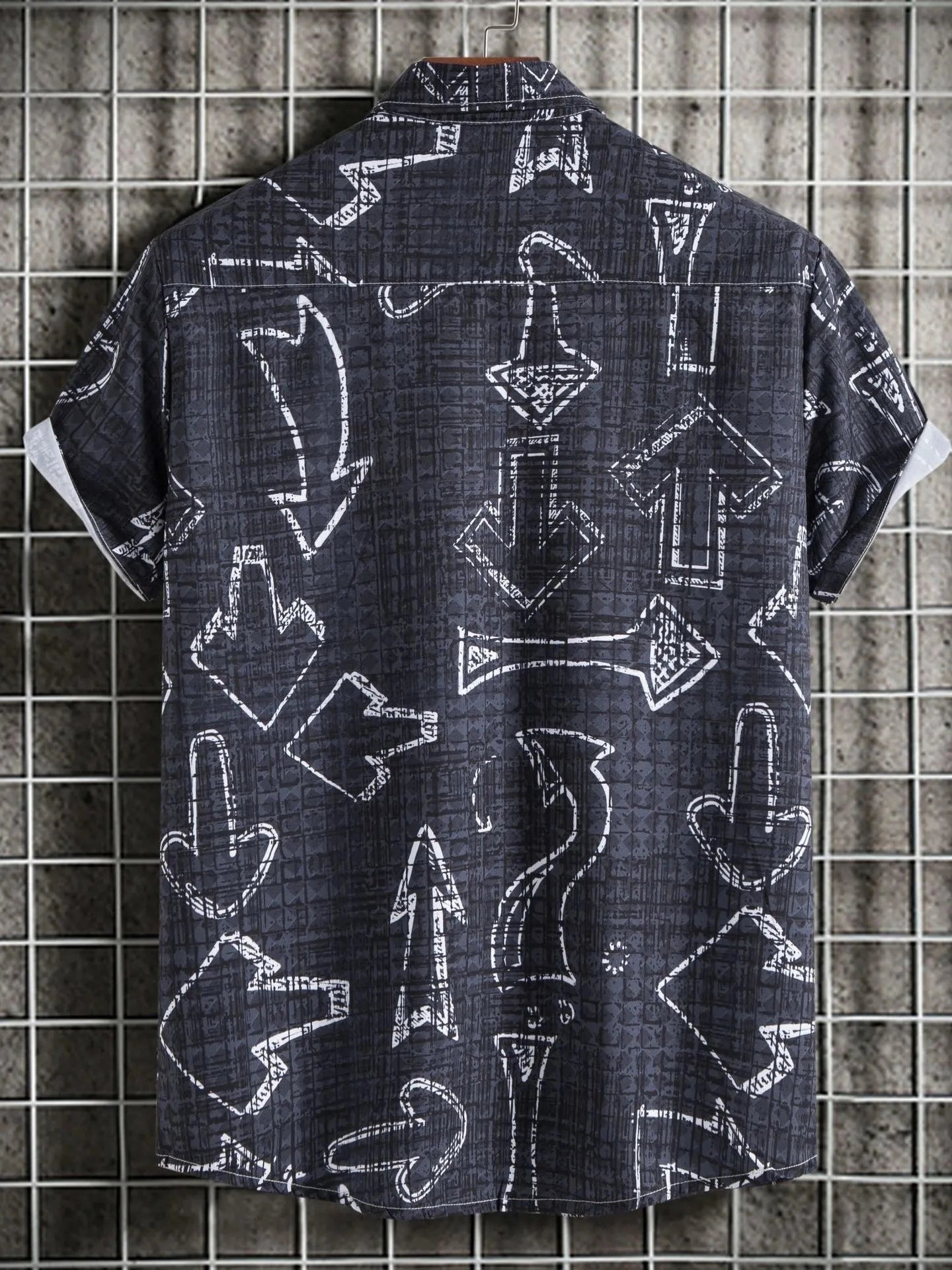 Men's Plus Size Arrow Print Short Sleeve Button Down Shirt NicholesGifts