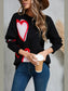 Women Angel Wings Heart Round Neck Long Sleeve Sweater nicholesgifts