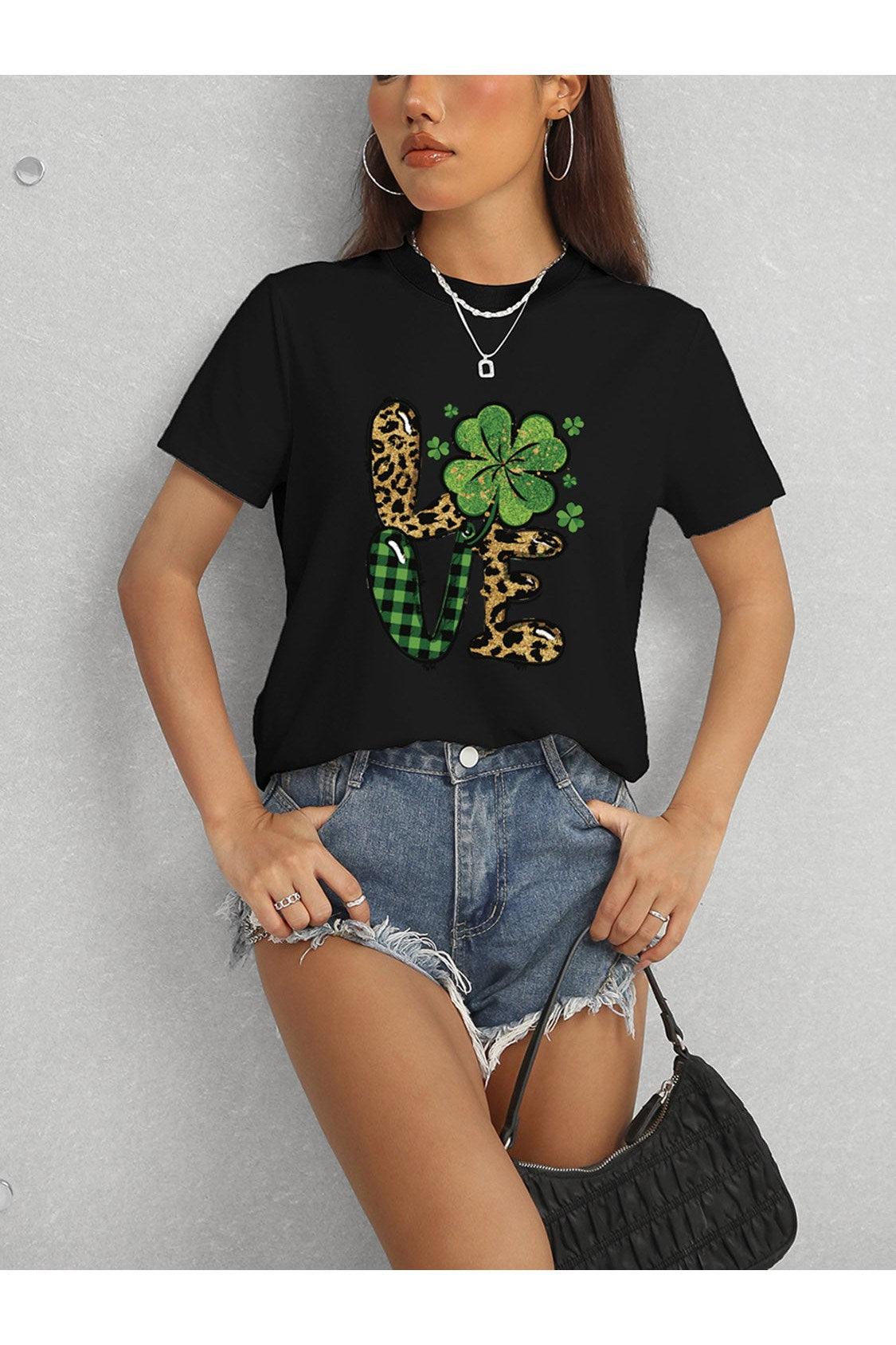 Women LOVE Round Neck Short Sleeve T-Shirt NicholesGifts