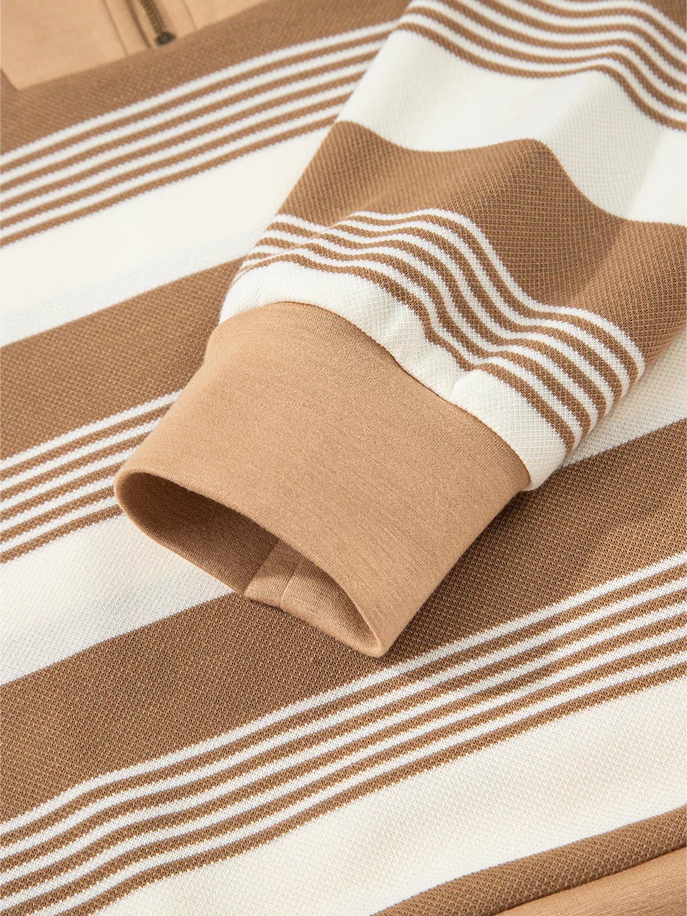 Stripe Zip Collar Patchwork Vintage Sweatshirt nicholesgifts